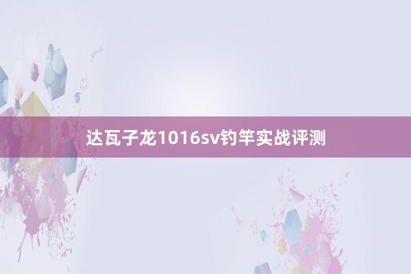 达瓦子龙1016sv钓竿实战评测